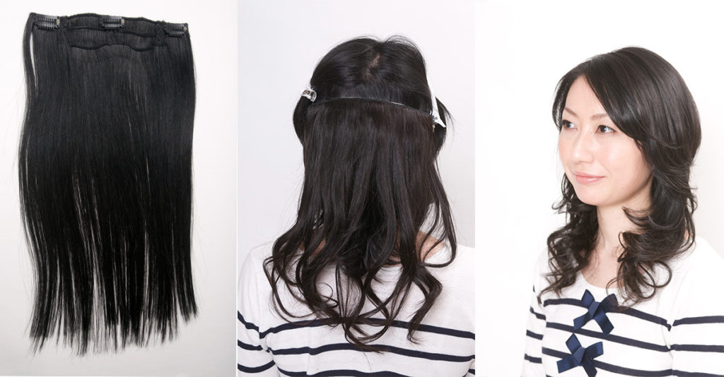 自毛で作るヘアピースの例